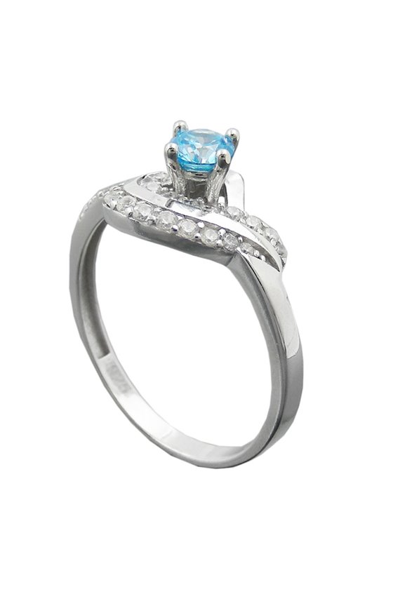 RING ZIRCONIA AQUA/WHITE SILVER 925