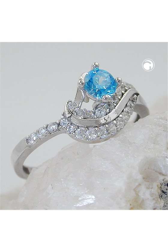 RING ZIRCONIA AQUA/WHITE SILVER 925