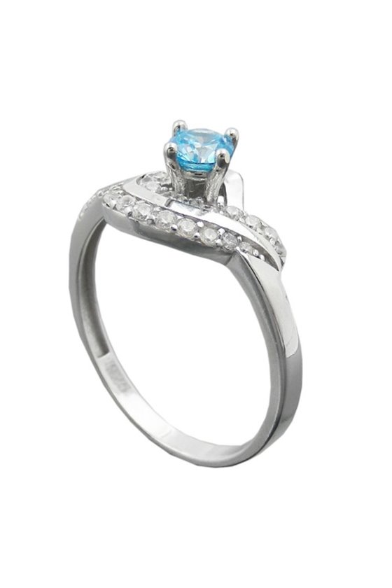 RING ZIRCONIA AQUA/WHITE SILVER 925