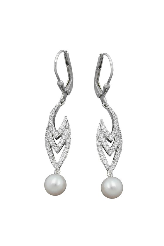 EARRING LEVERBACK PEARL SILVER 925