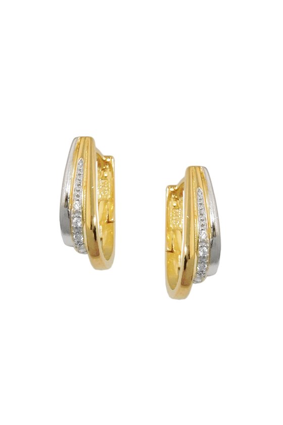 HOOP EARRINGS TWO TONE SILVER 925