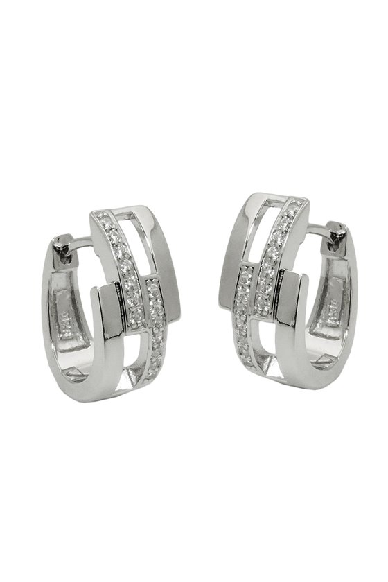 HOOP EARRINGS ZIRCONIAS SILVER 925