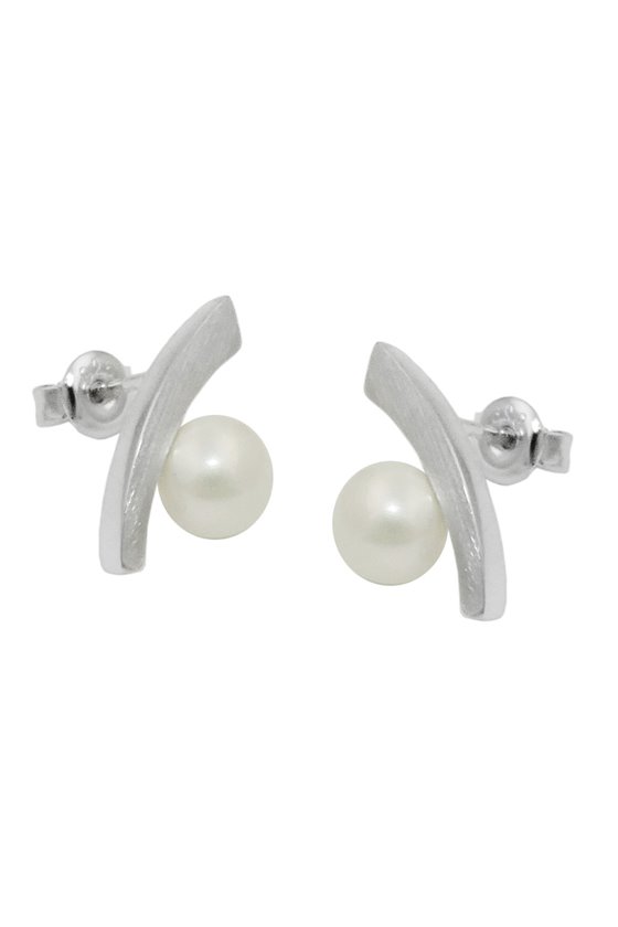 EARRINGS BOW IMITATION PEARL SILVER 925