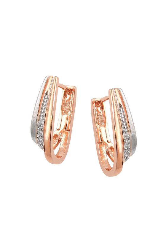 HOOP EARRINGS TWO TONE SILVER 925