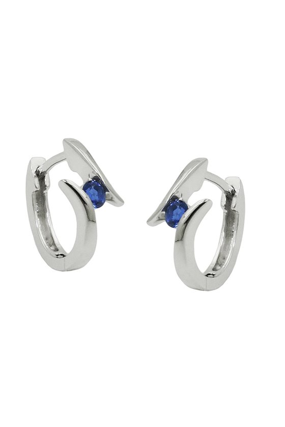 HOOP EARRINGS ZIRCONIA BLUE SILVER 925
