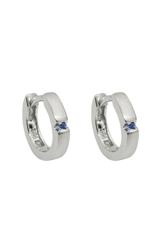 HOOP EARRINGS ZIRCONIA BLUE SILVER 925