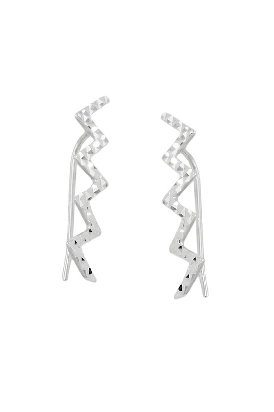EAR CUFFS EARRINGS ZIGZAG SILVER 925