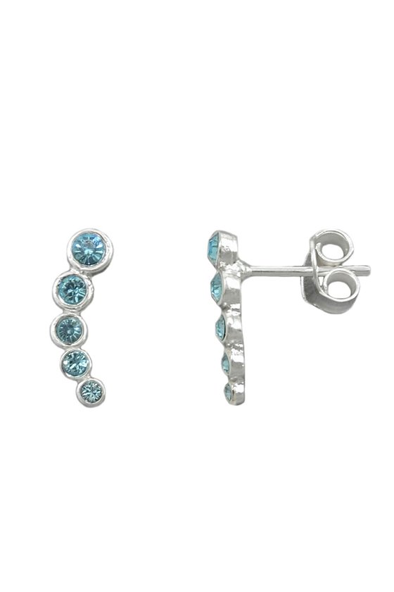 EARRINGS 5 GLASS STONES BLUE SILVER 925