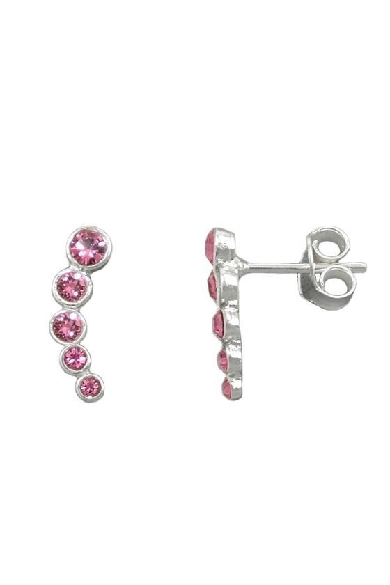 EARRINGS 5 GLASSTONES PINK SILVER 925