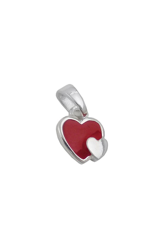 PENDANT TWO HEARTS RED SILVER 925
