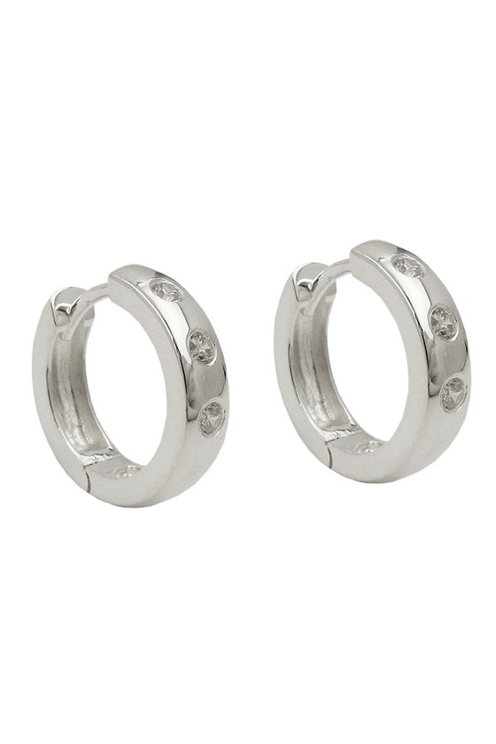 HOOP EARRINGS WITH ZIRCONIA SILVER 925