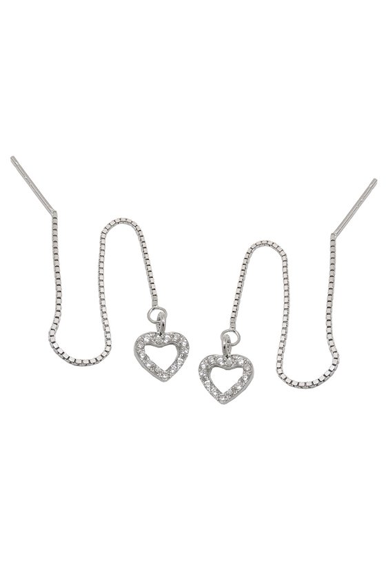 EARRINGS CHAIN HEART SILVER 925