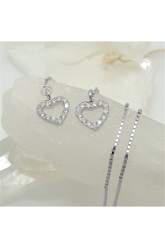 EARRINGS CHAIN HEART SILVER 925