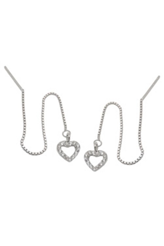 EARRINGS CHAIN HEART SILVER 925
