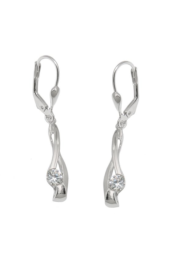 EARRING LEVERBACK ZIRCONIAS SILVER 925