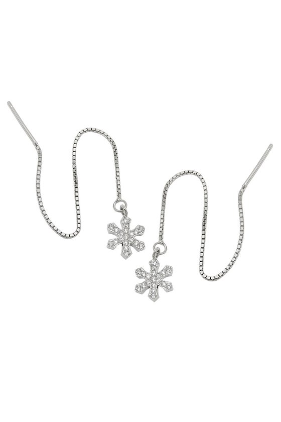 EARRINGS CHAIN WITH ZIRCONIA SILVER 925