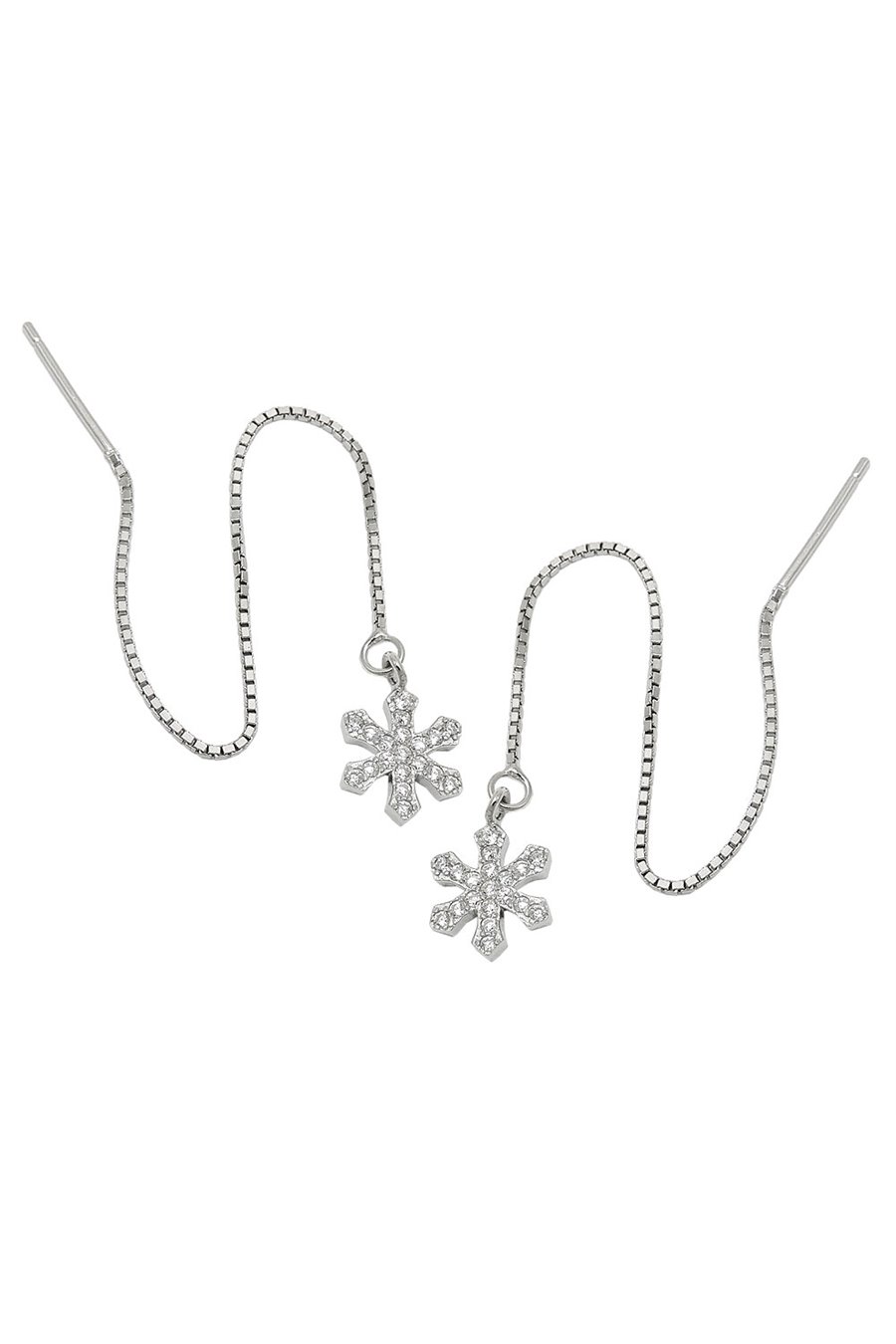 EARRINGS CHAIN WITH ZIRCONIA SILVER 925