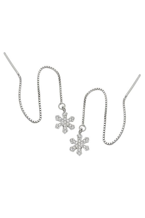 EARRINGS CHAIN WITH ZIRCONIA SILVER 925