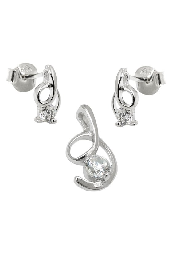SET PENDANT/STUDS ZIRCONIA SILVER 925