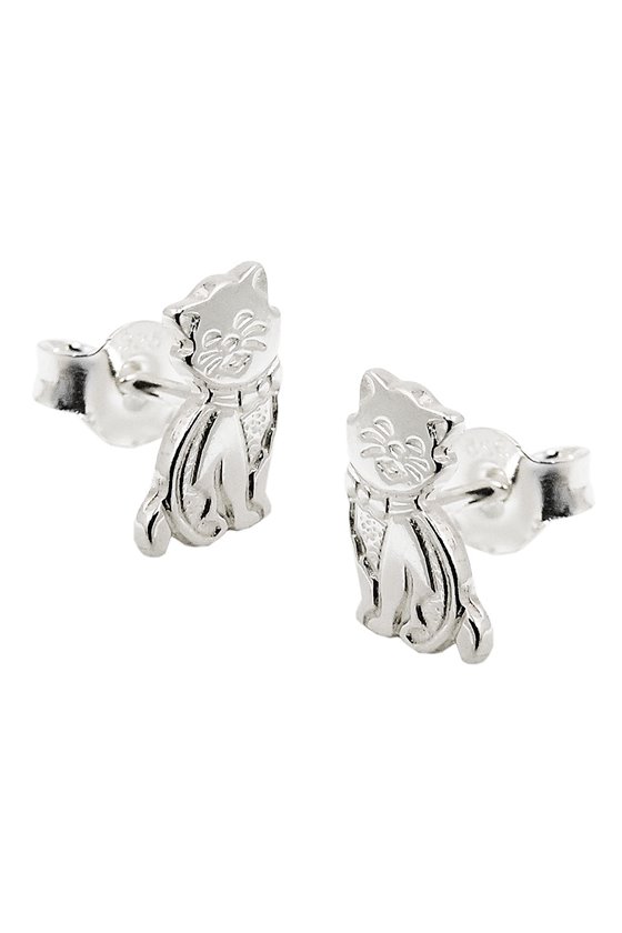 EARRINGS CAT GLOSSY SILVER 925