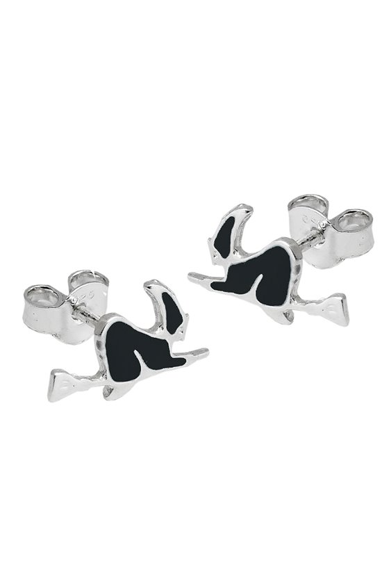 EARRINGS STUDS WITCH BLACK SILVER 925