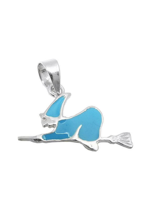 PENDANT WITCH BLUE ENAMELED SILVER 925