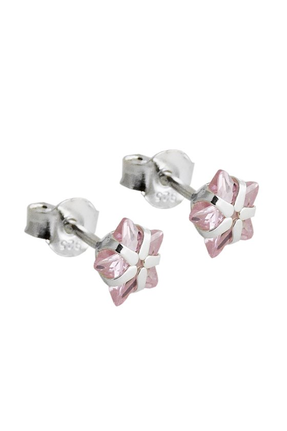 EARRING STUDS ZIRCONIA PINK SILVER 925