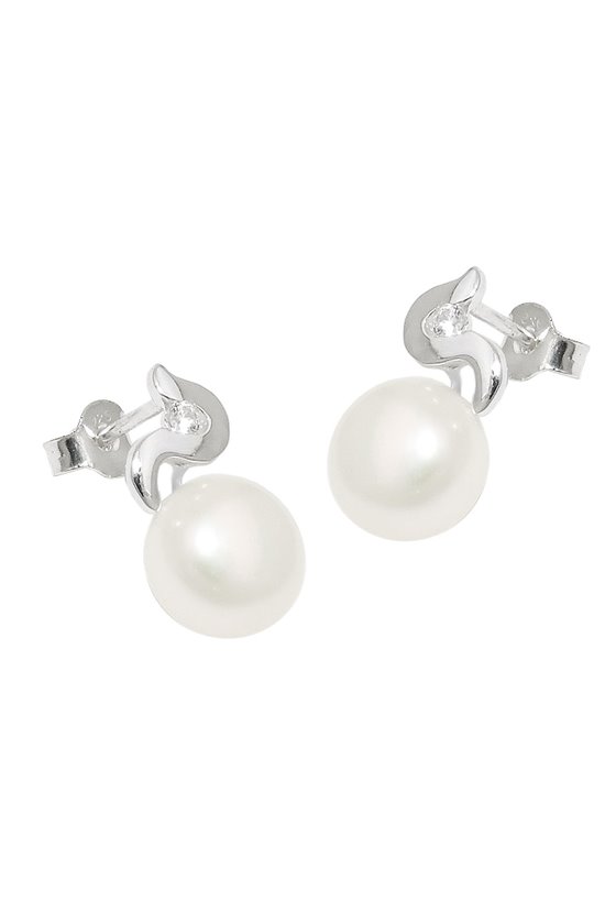 EARRING STUDS PEARL/ZIRCONIA SILVER 925