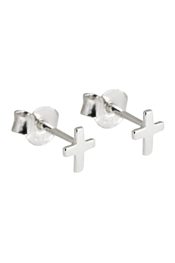 EARRINGS STUDS SMALL CROSS SILVER 925