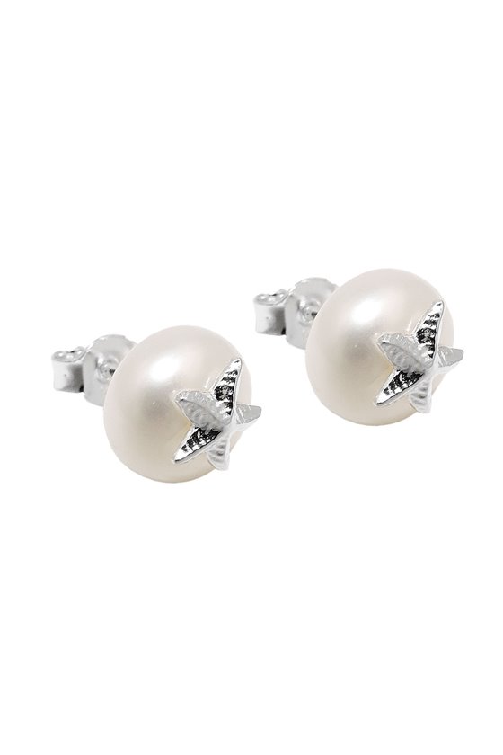 EARRING STUDS STARFISH/PEARL SILVER 925