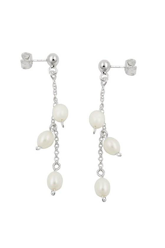 EARRING PEARLS ON CHAIN SILVER 925