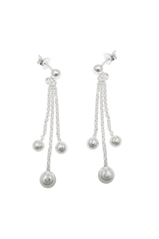 EARRING 3 CHAINS WITH BALLS SILVER 925
