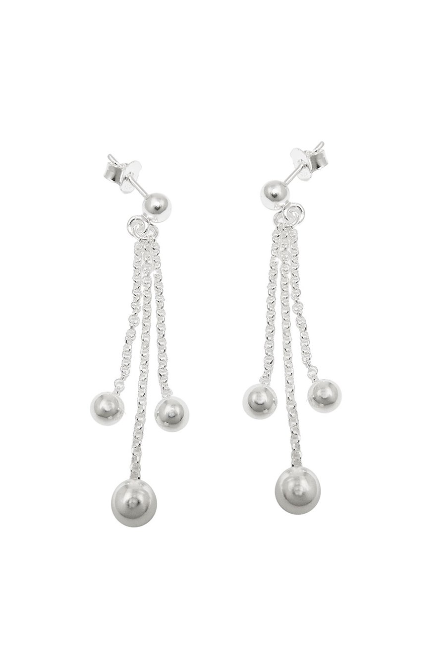EARRING 3 CHAINS WITH BALLS SILVER 925