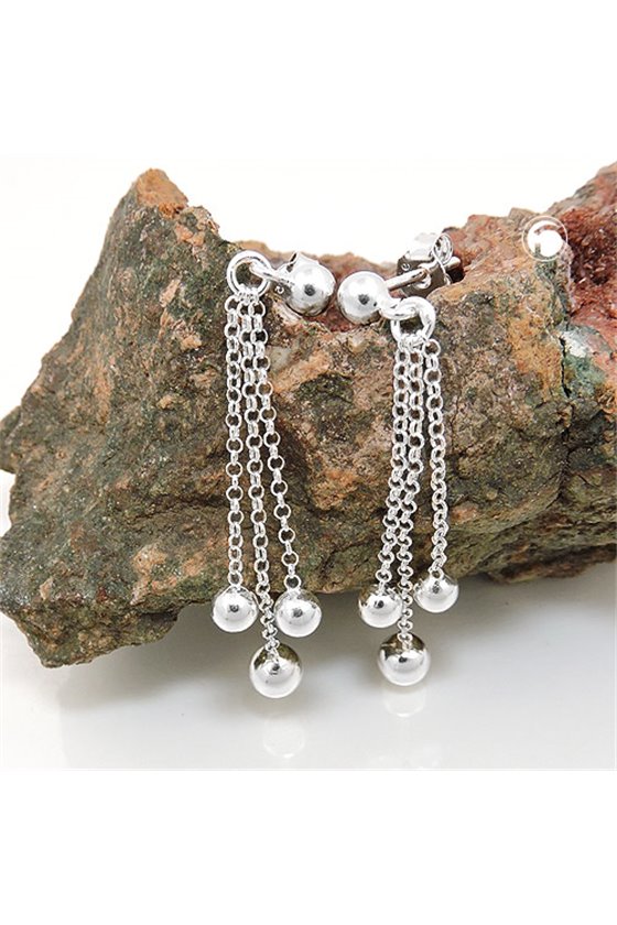 EARRING 3 CHAINS WITH BALLS SILVER 925