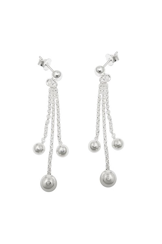 EARRING 3 CHAINS WITH BALLS SILVER 925