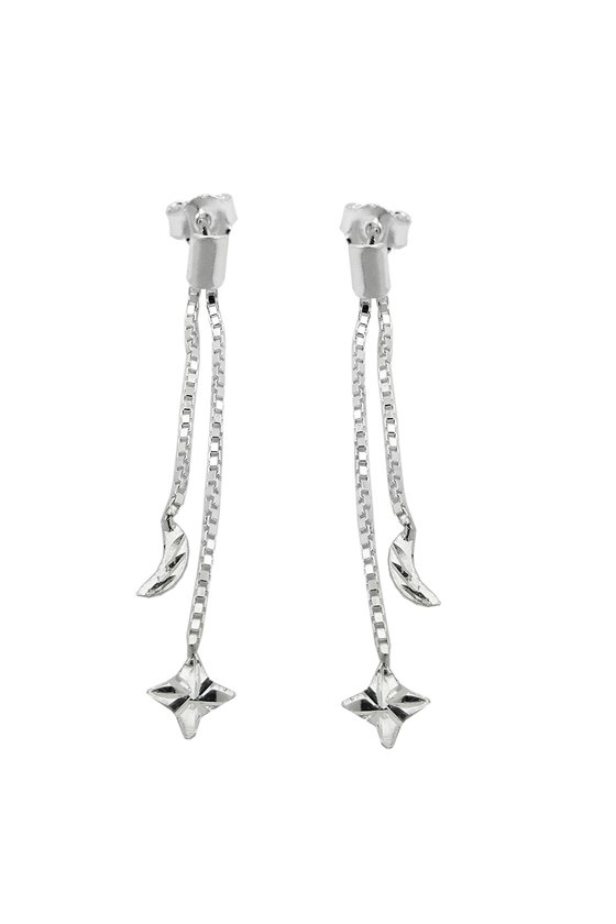 EARRINGS STUDS MOON/STAR SILVER 925