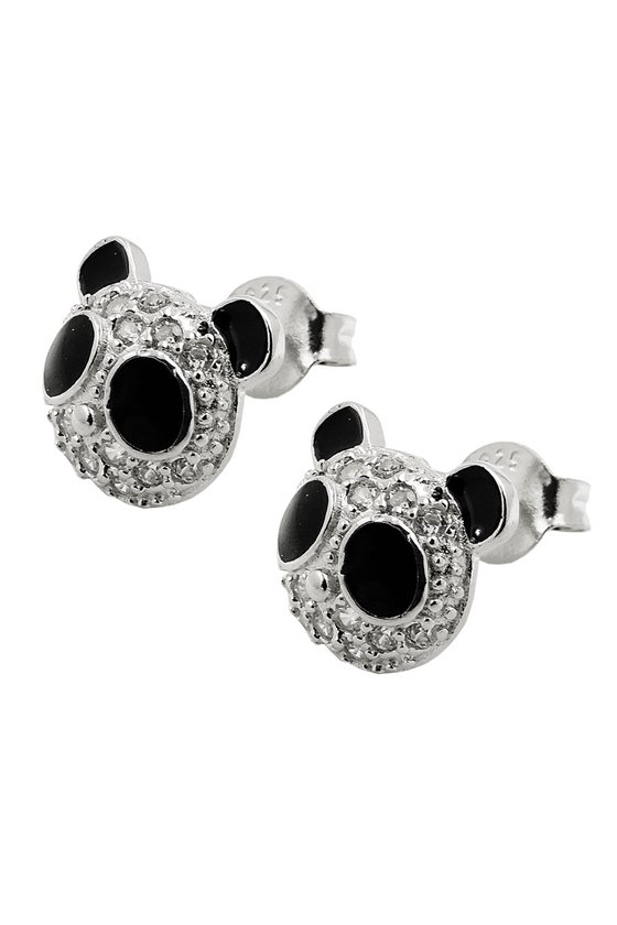 EARRINGS STUDS PANDA-HEAD SILVER 925