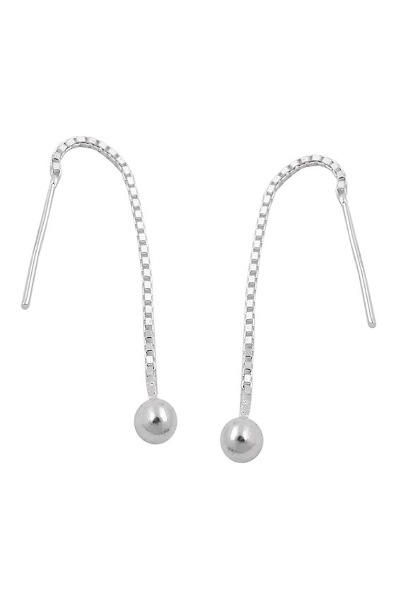 EARRINGS CHAIN WITH BALL SILVER 925