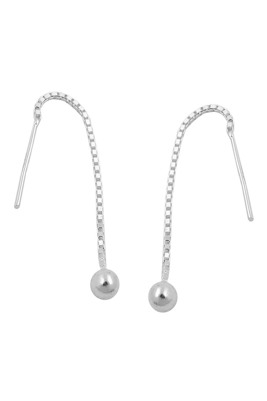 EARRINGS CHAIN WITH BALL SILVER 925
