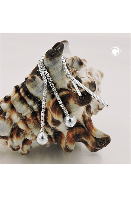 EARRINGS CHAIN WITH BALL SILVER 925