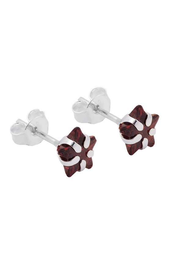 EARRINGS STUDS STAR RED SILVER 925