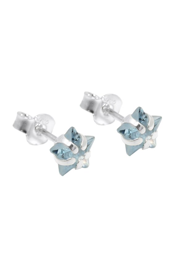EARRINGS STUDS STAR AQUA SILVER 925