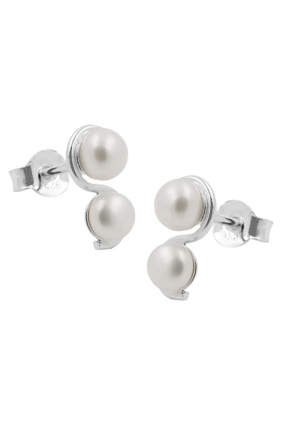 EARRINGS STUDS 2 PEARLS SILVER 925
