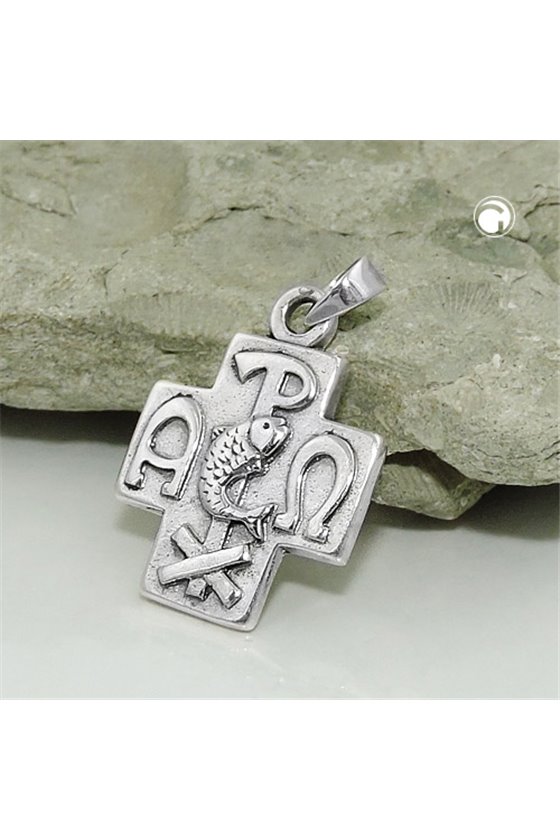 PENDANT CROSS WITH SIGNS SILVER 925