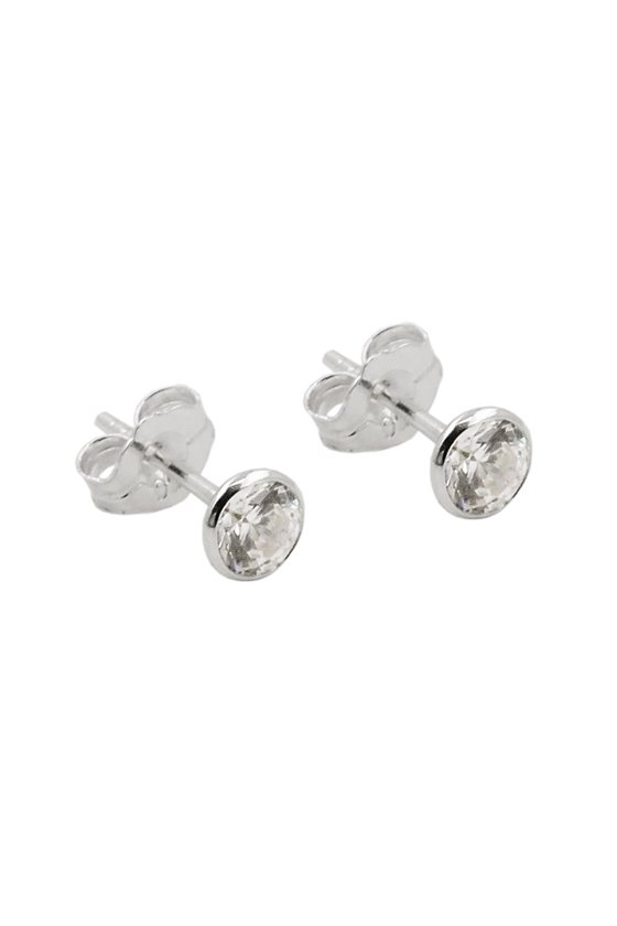 EARRING STUDS ZIRCONIA WHITE SILVER 925