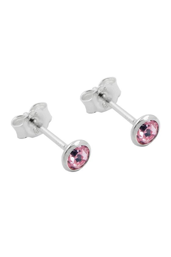 EARRINGS STUDS ZIRCONIA PINK SILVER 925