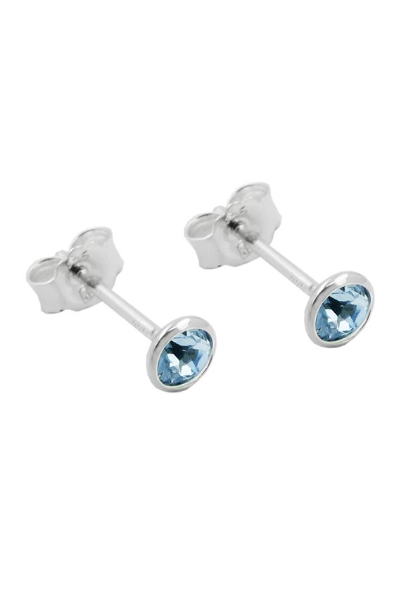 EARRINGS STUDS ZIRCONIA AQUA SILVER 925