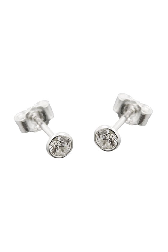 EARRING STUDS ZIRCONIA WHITE SILVER 925