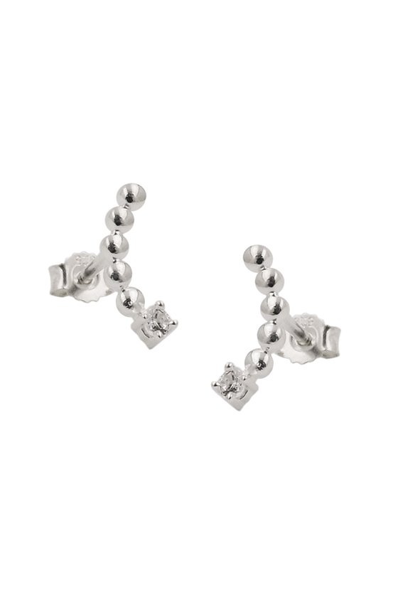 EARRING STUDS 6 ZIRCONIAS SILVER 925