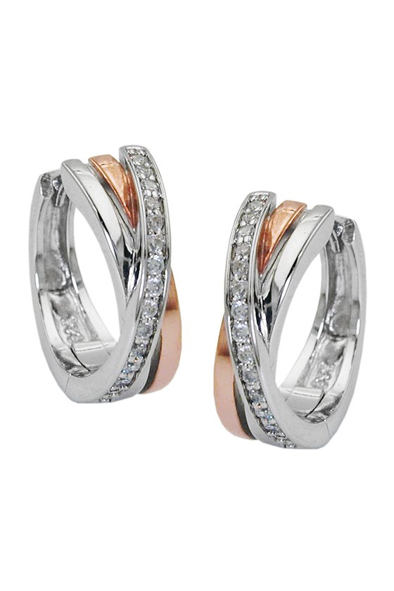 HOOP EARRINGS WITH ZIRCONIA SILVER 925
